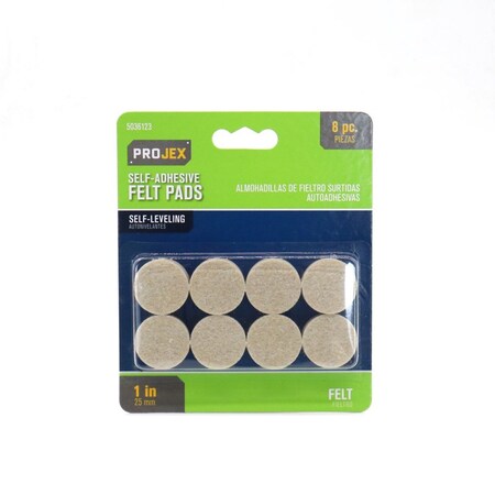 PROJEX Felt Self Adhesive Protective Pad White Round 1 in. W 8 pk P0105